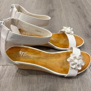 White Wedge Sandals Ladies Size 7 – Flurries Footwear, Floral Design
